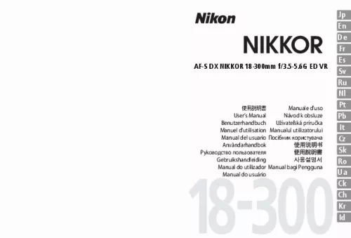 Mode d'emploi NIKON AF-S DX NIKKOR 18-300MM F/3.5-5.6G ED VR