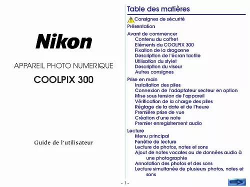 Mode d'emploi NIKON COOLPIX 300