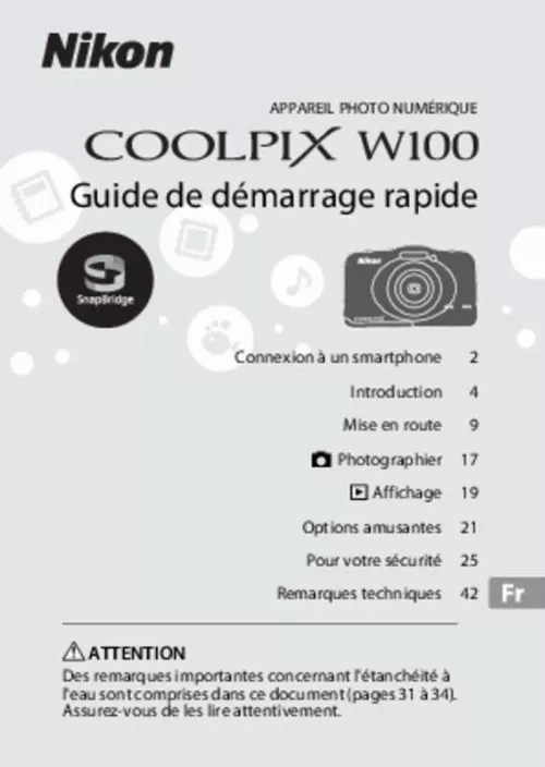 Mode d'emploi NIKON COOLPIX W100