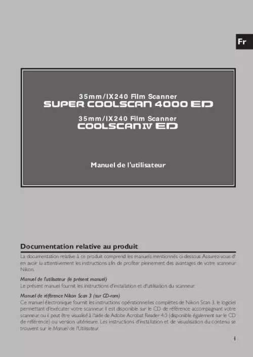 Mode d'emploi NIKON 4000 ED & SUPER COOLSCAN 4000 ED