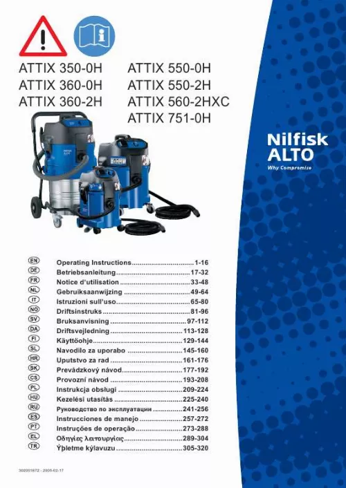 Mode d'emploi NILFISK ATTIX 550-0H