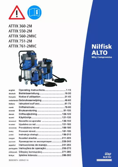 Mode d'emploi NILFISK ATTIX 30 H