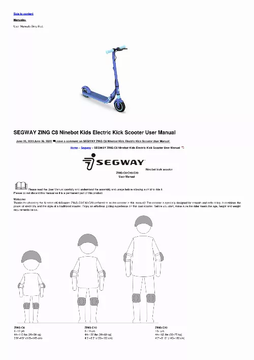 Mode d'emploi NINEBOT BY SEGWAY C8 ZING