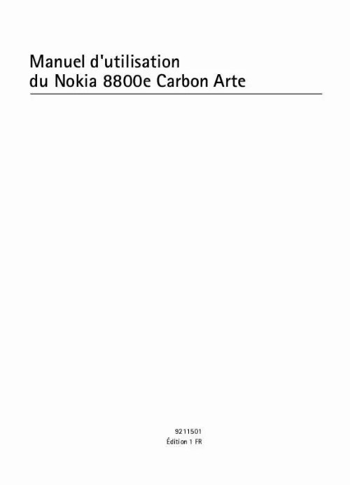 Mode d'emploi NOKIA 8800 CARBON ARTE