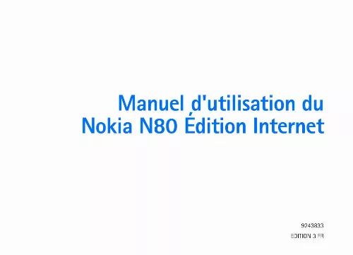 Mode d'emploi NOKIA N80 INTERNET EDITION