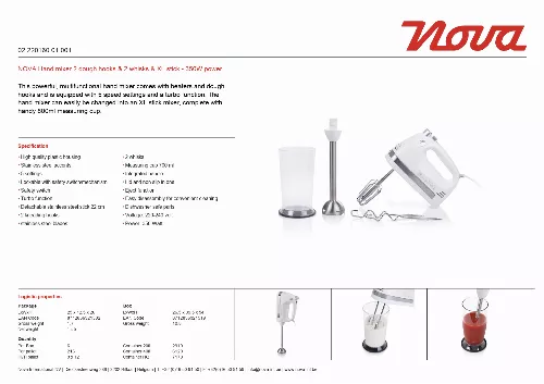 Mode d'emploi NOVA 220160