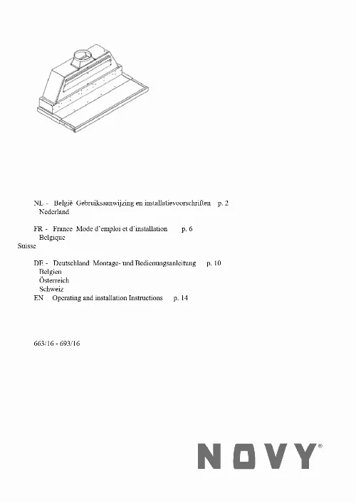Mode d'emploi NOVY 663