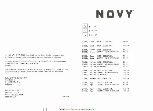 Mode d'emploi NOVY ELYPS 7050