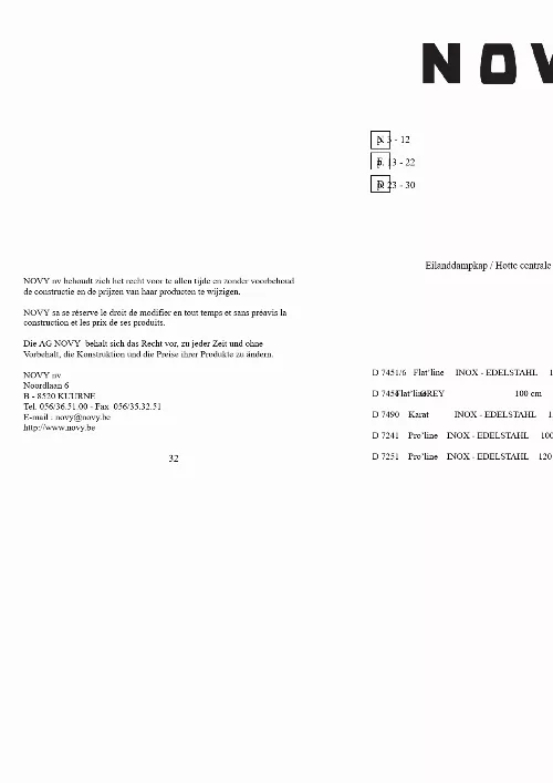 Mode d'emploi NOVY KARAT 7490