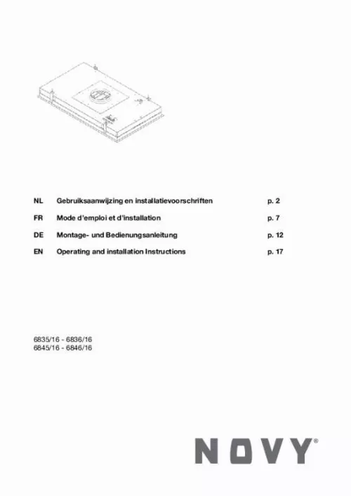 Mode d'emploi NOVY PURELINE 6845