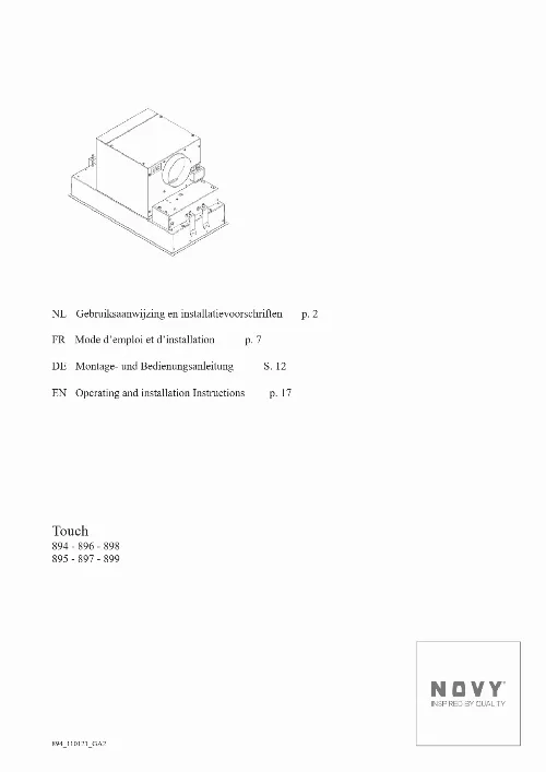Mode d'emploi NOVY TOUCH 896
