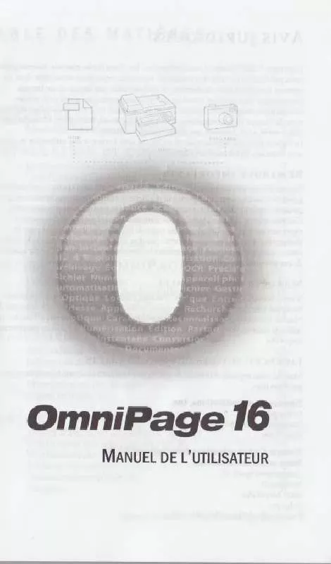Mode d'emploi NUANCE OMNIPAGE 16