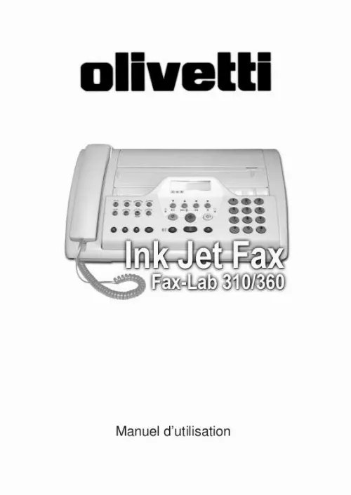 Mode d'emploi OLIVETTI FAX-LAB 310