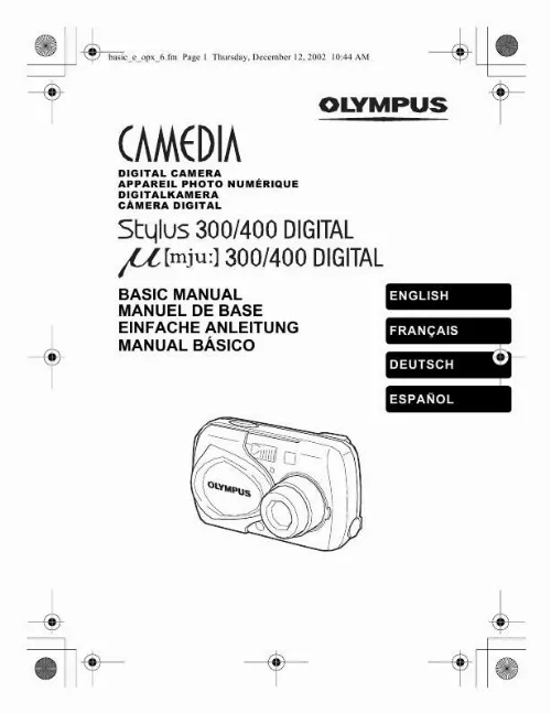 Mode d'emploi OLYMPUS Μ[MJU:] 300 DIGITAL