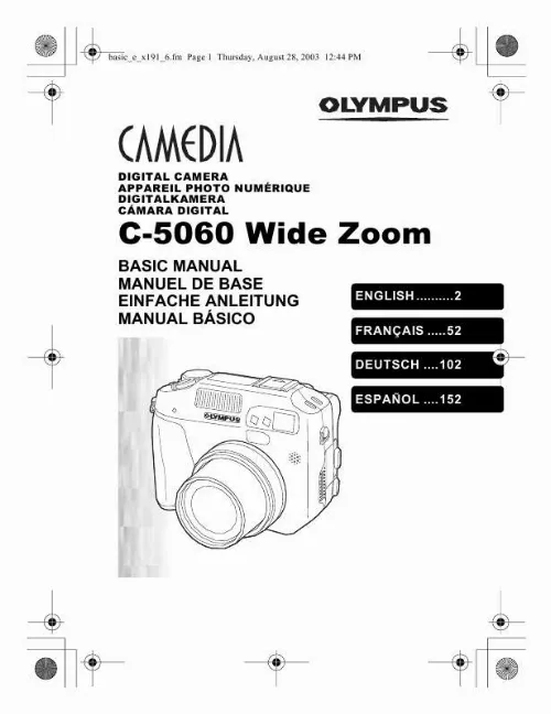 Mode d'emploi OLYMPUS C-5060 WIDE ZOOM