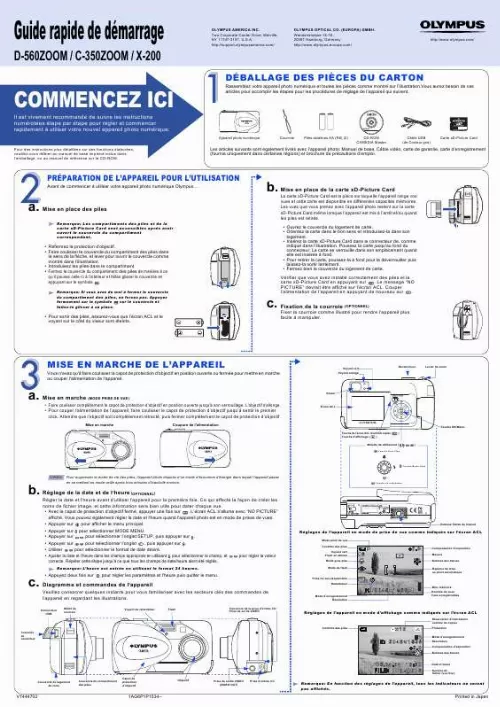 Mode d'emploi OLYMPUS D-560 ZOOM
