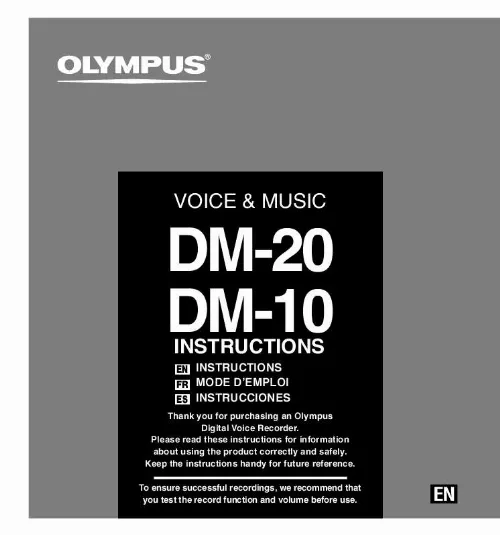 Mode d'emploi OLYMPUS DS-20