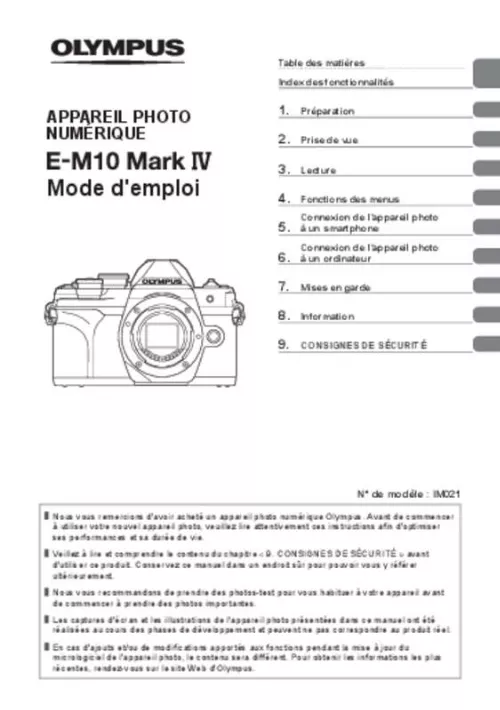 Mode d'emploi OLYMPUS E-M10 MARK IV