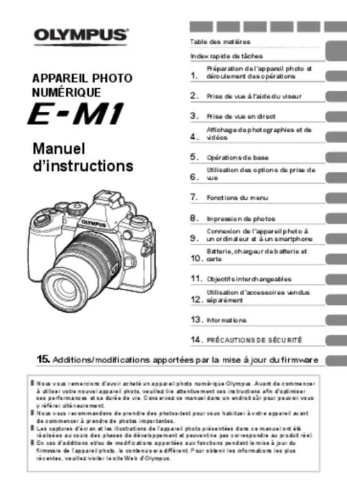 Mode d'emploi OLYMPUS OM-D E-M1 MARK III