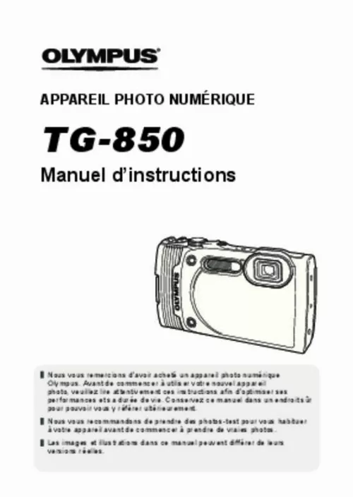 Mode d'emploi OLYMPUS TG 850