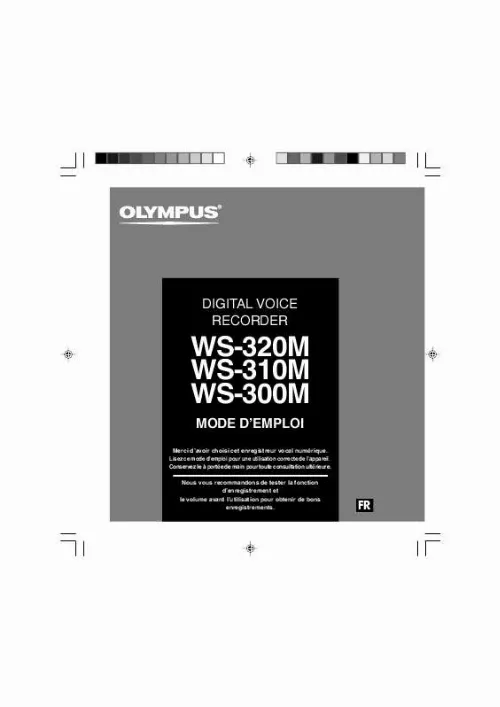 Mode d'emploi OLYMPUS WS-320M