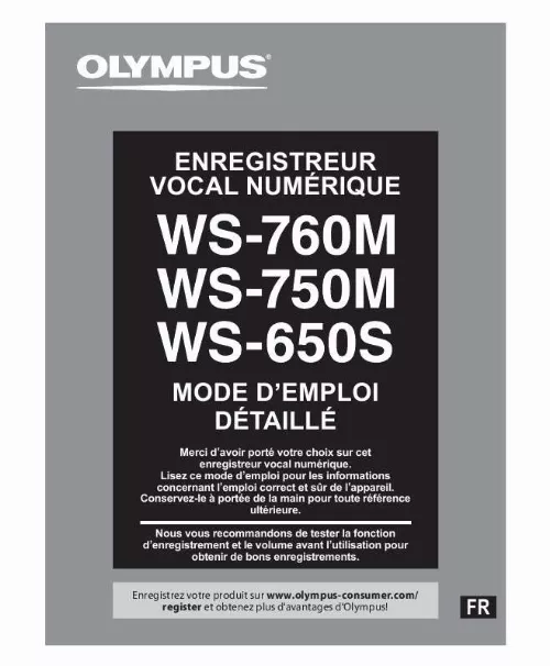 Mode d'emploi OLYMPUS WS-750M