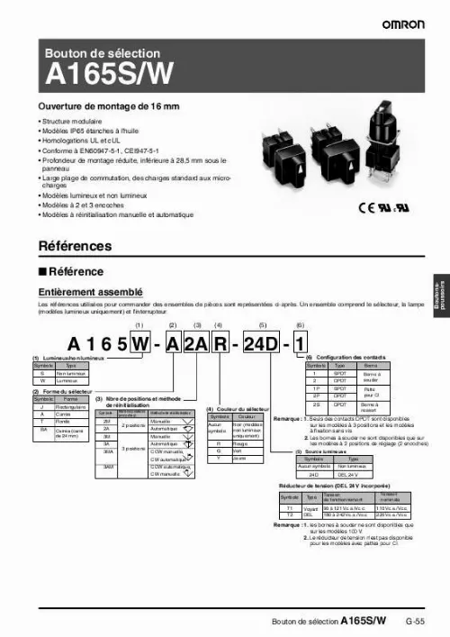 Mode d'emploi OMRON A165S