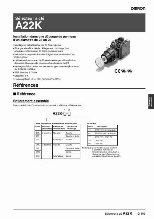 Mode d'emploi OMRON A22K