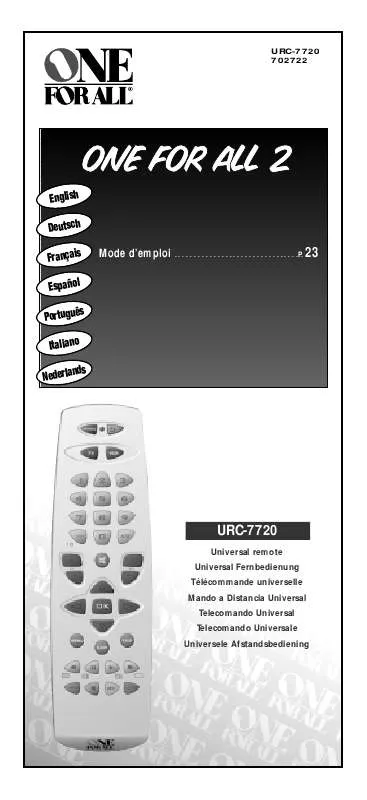 Mode d'emploi ONE FOR ALL URC-7720