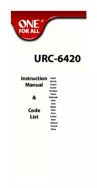 Mode d'emploi ONE FOR ALL URC6420