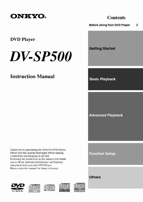 Mode d'emploi ONKYO DV-SP 500