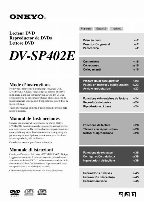 Mode d'emploi ONKYO DV-SP402E