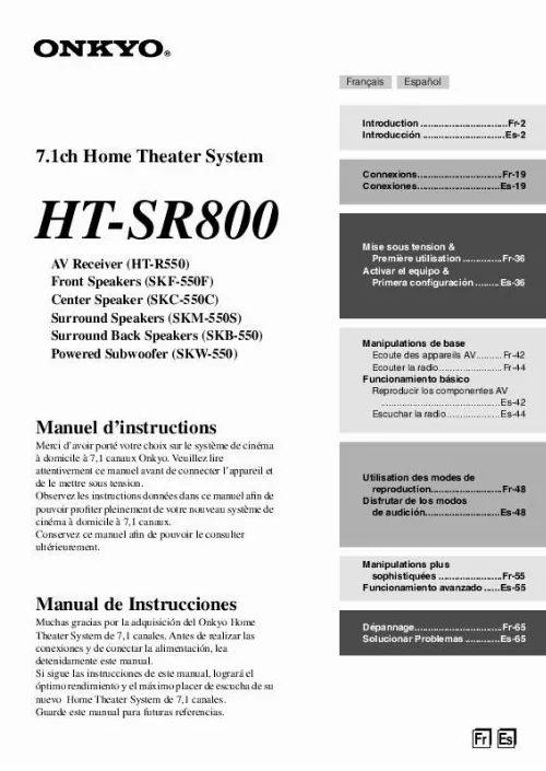 Mode d'emploi ONKYO HT-SR800