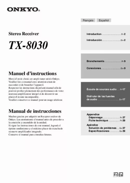 Mode d'emploi ONKYO TX-8030