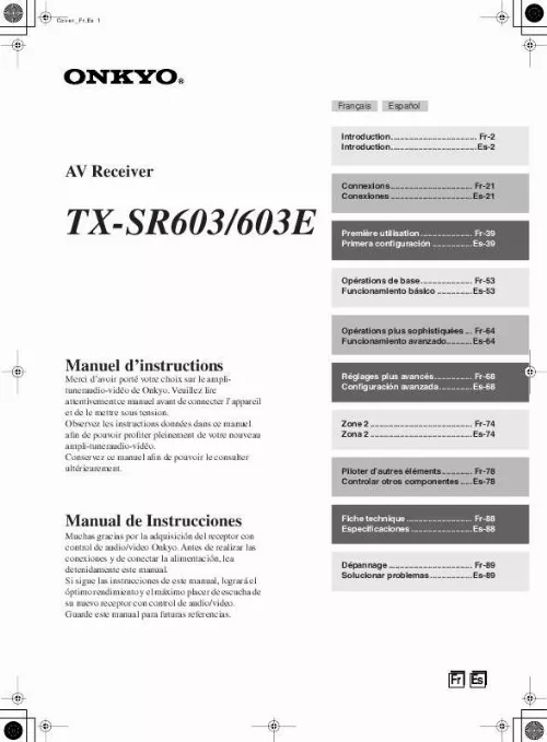 Mode d'emploi ONKYO TX-SR603E