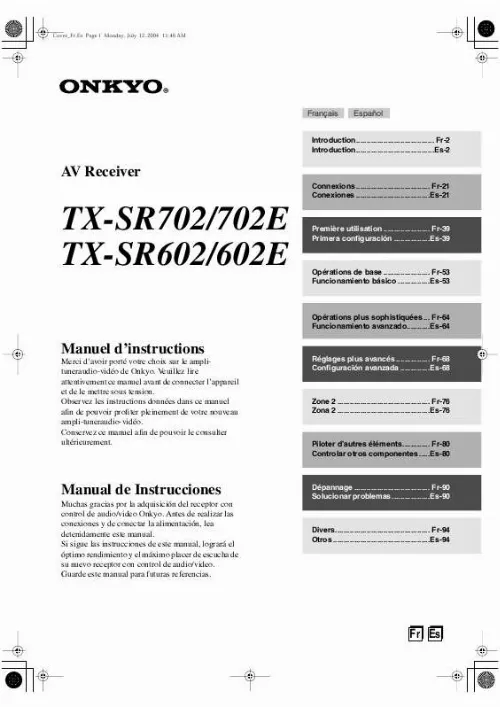 Mode d'emploi ONKYO TX-SR702E