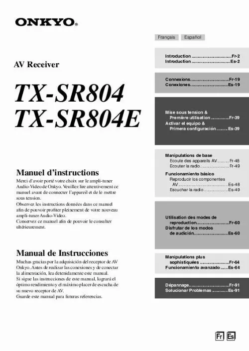 Mode d'emploi ONKYO TX-SR804E