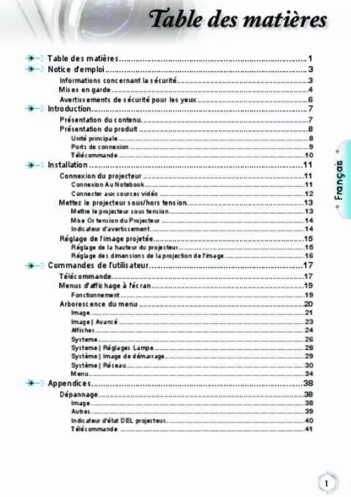 Mode d'emploi OPTOMA DH1015