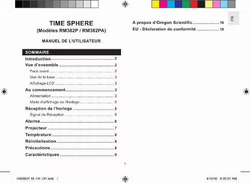 Mode d'emploi OREGON SCIENTIFIC RÉVEIL PROJECTEUR SANS FIL GIOVANNONI