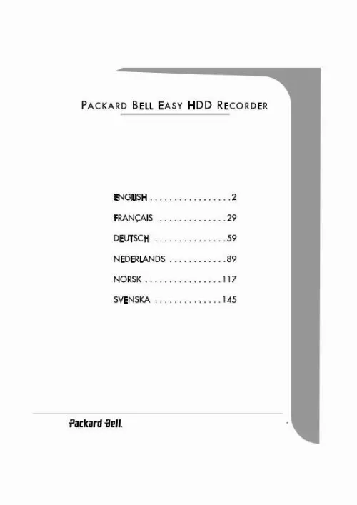 Mode d'emploi PACKARD BELL EASY HDD RECORDER 160