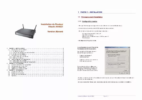 Mode d'emploi PACKARD BELL H4021 HITACHI ADSL MODEM2006-04
