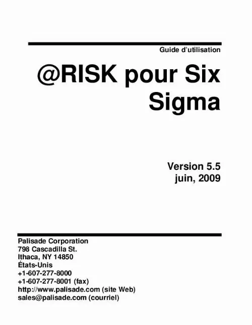 Mode d'emploi PALISADE RISK FOR SIX SIGMA 5.5