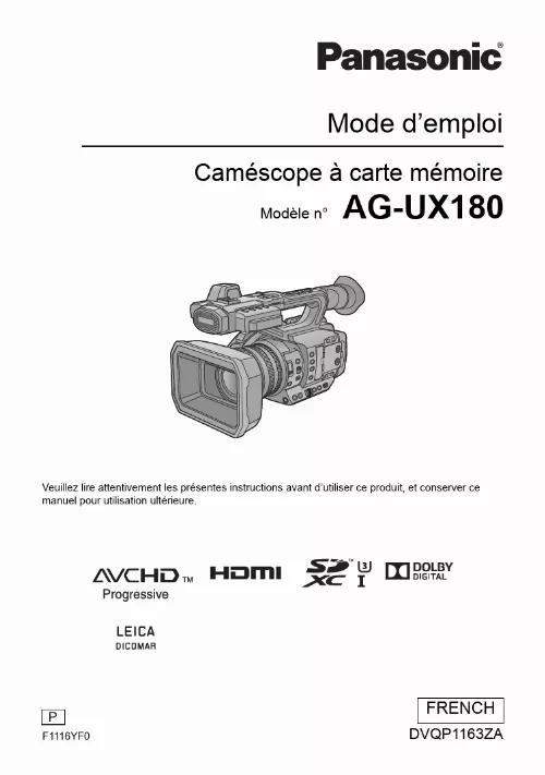 Mode d'emploi PANASONIC AG-UX180