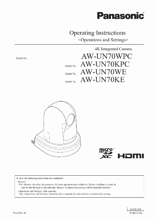 Mode d'emploi PANASONIC AW-UN70