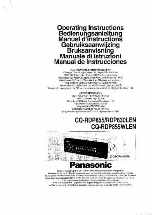 Mode d'emploi PANASONIC CQRDP830LEN