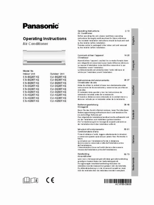 Mode d'emploi PANASONIC CSDE25TKE