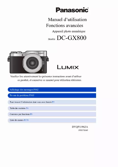 Mode d'emploi PANASONIC DC-GX800