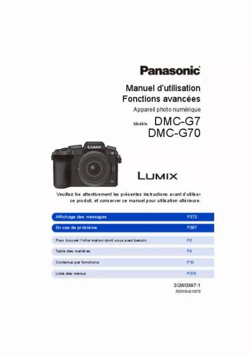 Mode d'emploi PANASONIC LUMIX DMC-G7 & DMC-G7EF