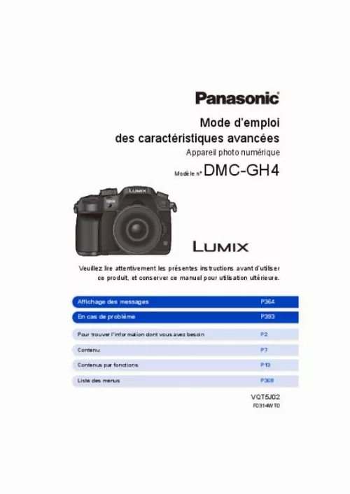 Mode d'emploi PANASONIC DMC-GH4H