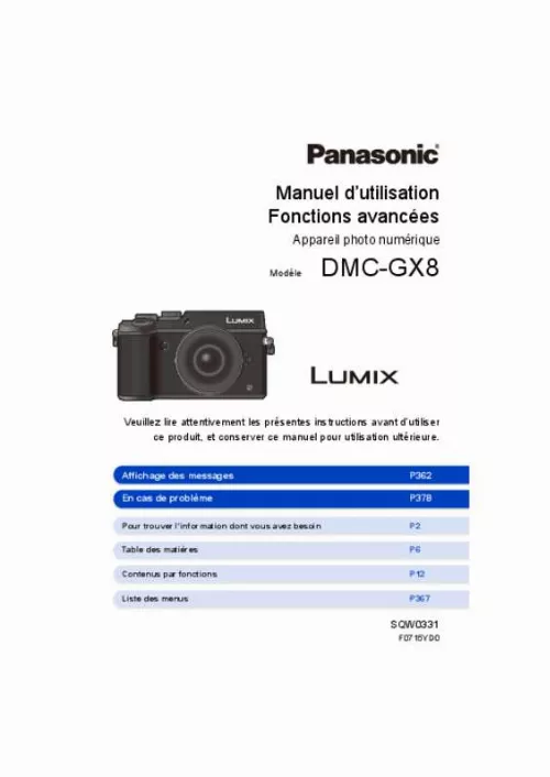 Mode d'emploi PANASONIC DMC-GX8